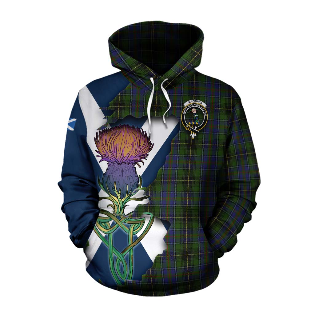 Tartan Vibes Clothing MacInnes (McInnes) Tartan Family Crest Cotton Hoodie Scottish Thistle Celtic Inspired