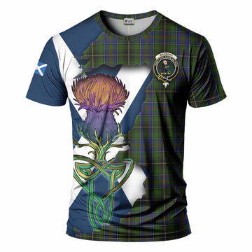 Tartan Vibes Clothing MacInnes (McInnes) Tartan Family Crest T-Shirt Scottish Thistle Celtic Inspired