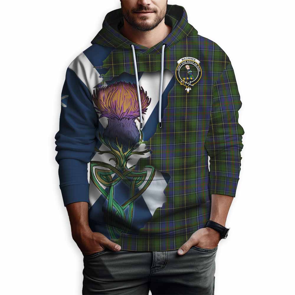 Tartan Vibes Clothing MacInnes (McInnes) Tartan Family Crest Hoodie Scottish Thistle Celtic Inspired