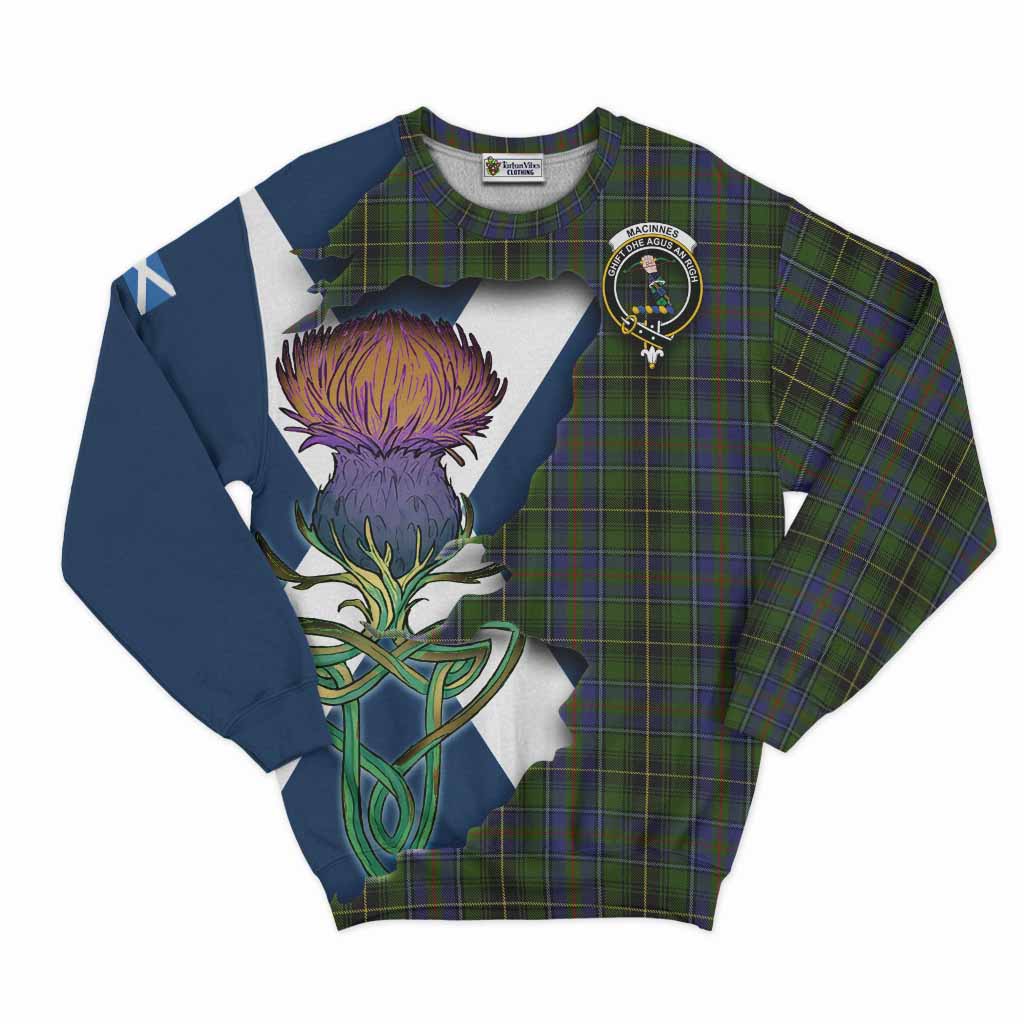 Tartan Vibes Clothing MacInnes (McInnes) Tartan Family Crest Sweatshirt Scottish Thistle Celtic Inspired
