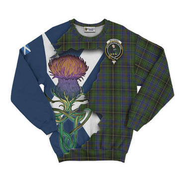 Tartan Vibes Clothing MacInnes (McInnes) Tartan Family Crest Sweatshirt Scottish Thistle Celtic Inspired