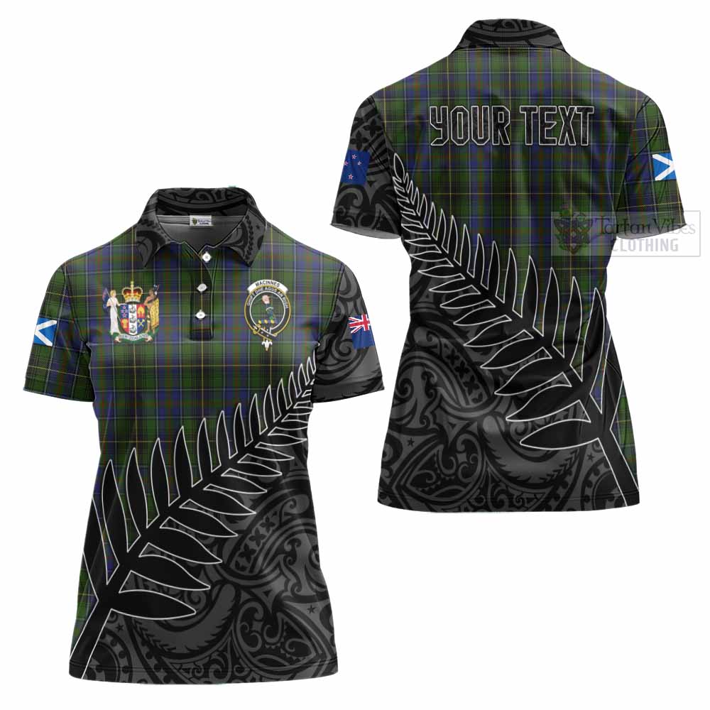 Tartan Vibes Clothing MacInnes (McInnes) Crest Tartan Women's Polo Shirt with New Zealand Silver Fern Half Style