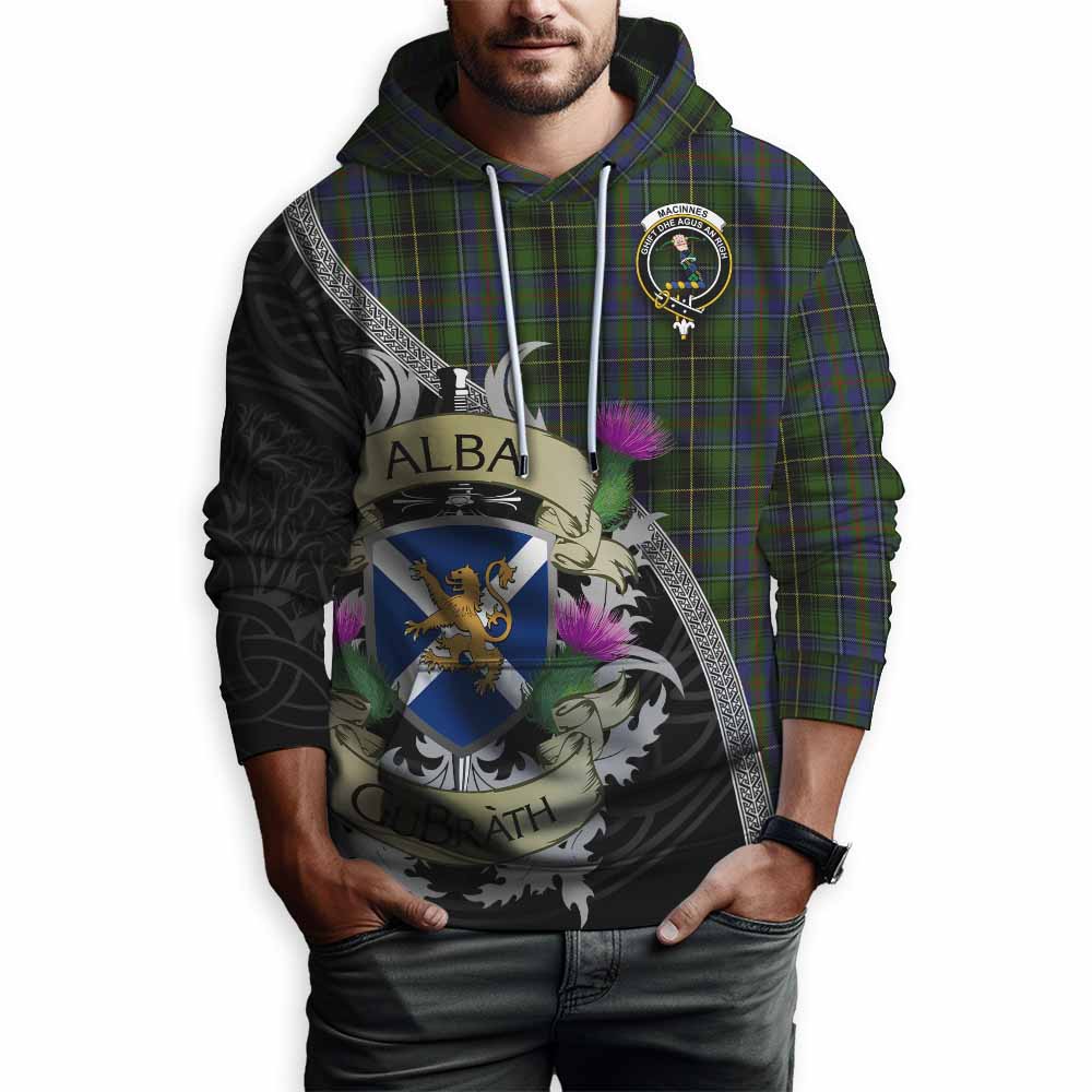 Tartan Vibes Clothing MacInnes (McInnes) Tartan Family Crest Hoodie Lion Rampant Royal Thistle Shield Celtic Inspired