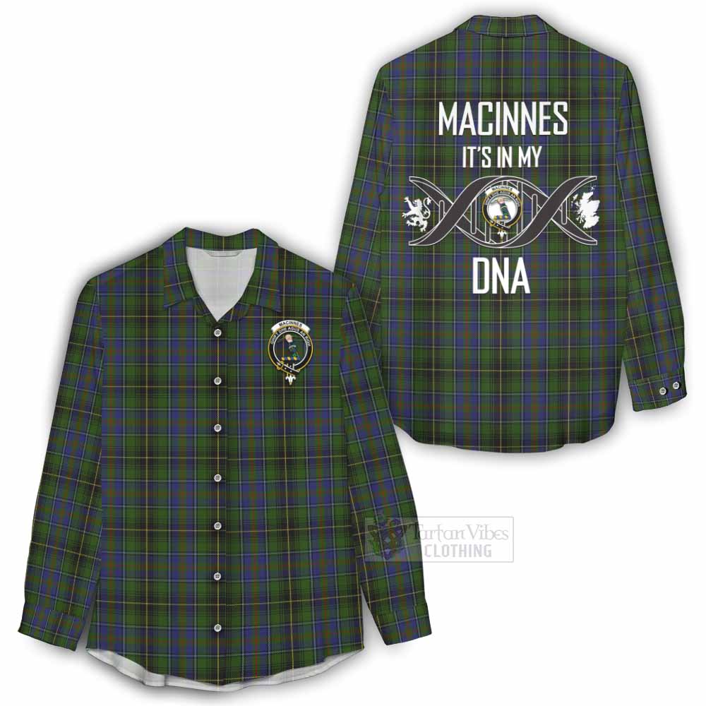 Tartan Vibes Clothing MacInnes (McInnes) Tartan Women's Casual Shirt with Family Crest DNA In Me Style