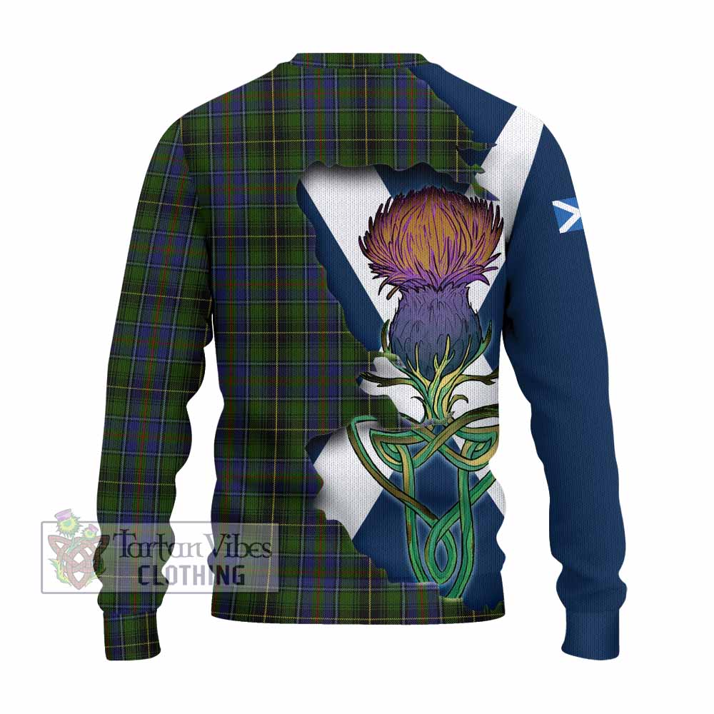 Tartan Vibes Clothing MacInnes (McInnes) Tartan Family Crest Knitted Sweater Scottish Thistle Celtic Inspired