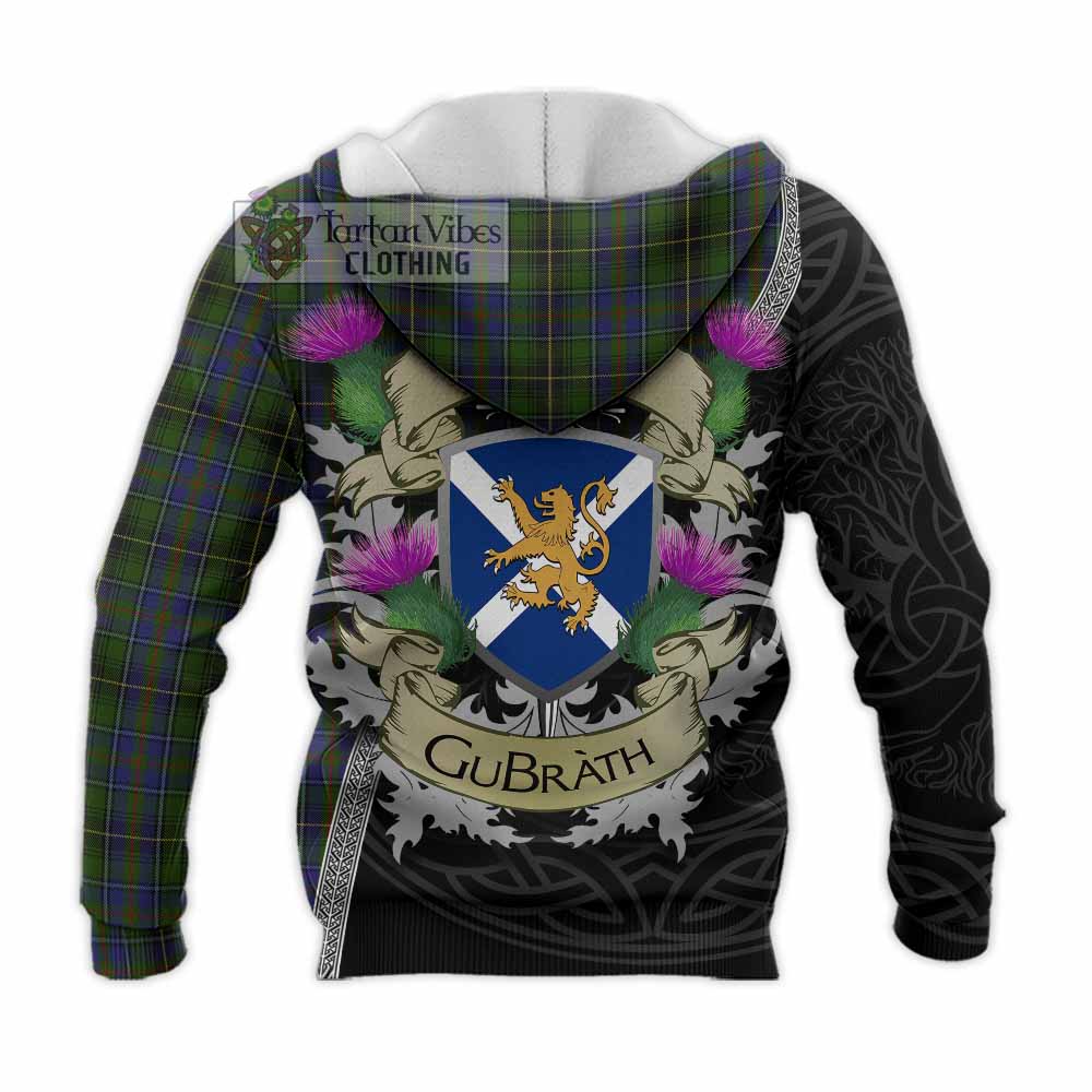 Tartan Vibes Clothing MacInnes (McInnes) Tartan Family Crest Knitted Hoodie Lion Rampant Royal Thistle Shield Celtic Inspired