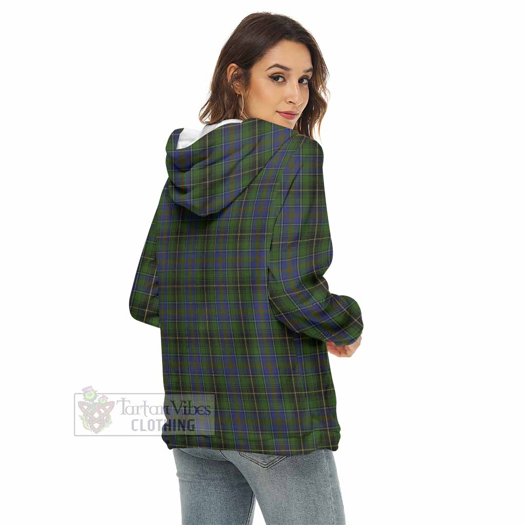 Tartan Vibes Clothing MacInnes (McInnes) Tartan Women's Borg  Half Zip Fleece Hoodie