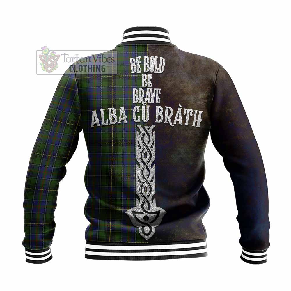 Tartan Vibes Clothing MacInnes (McInnes) Tartan Family Crest Baseball Jacket Alba Gu Brath Be Brave Lion Ancient Style