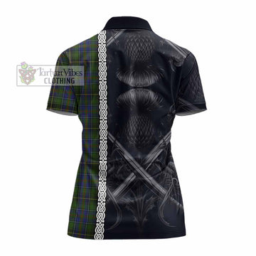 Tartan Vibes Clothing MacInnes (McInnes) Tartan Women's Polo Shirt with Family Crest Cross Sword Thistle Celtic Vibes