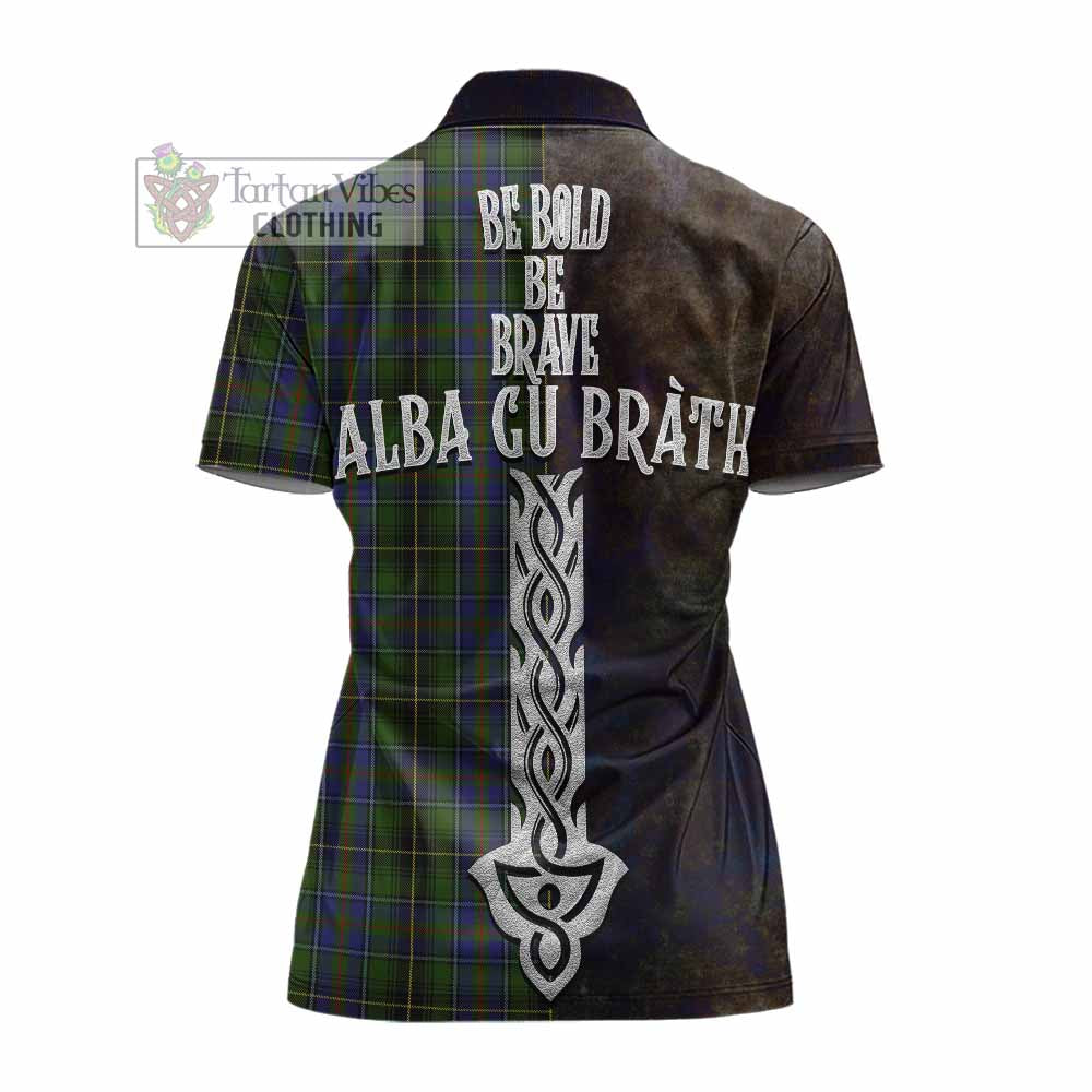 Tartan Vibes Clothing MacInnes (McInnes) Tartan Family Crest Women's Polo Shirt Alba Gu Brath Be Brave Lion Ancient Style