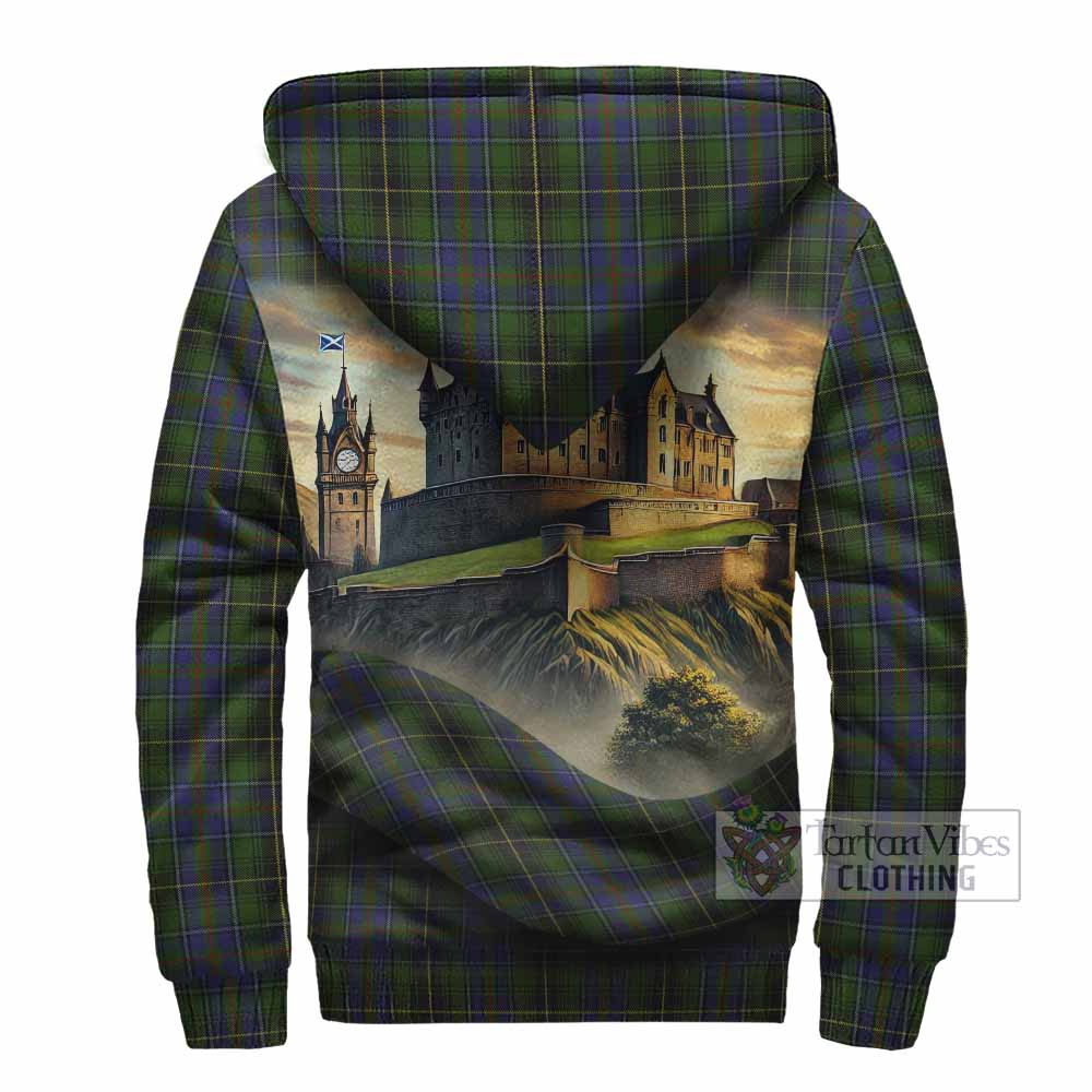 Tartan Vibes Clothing MacInnes (McInnes) Tartan Family Crest Sherpa Hoodie with Scottish Ancient Castle Style