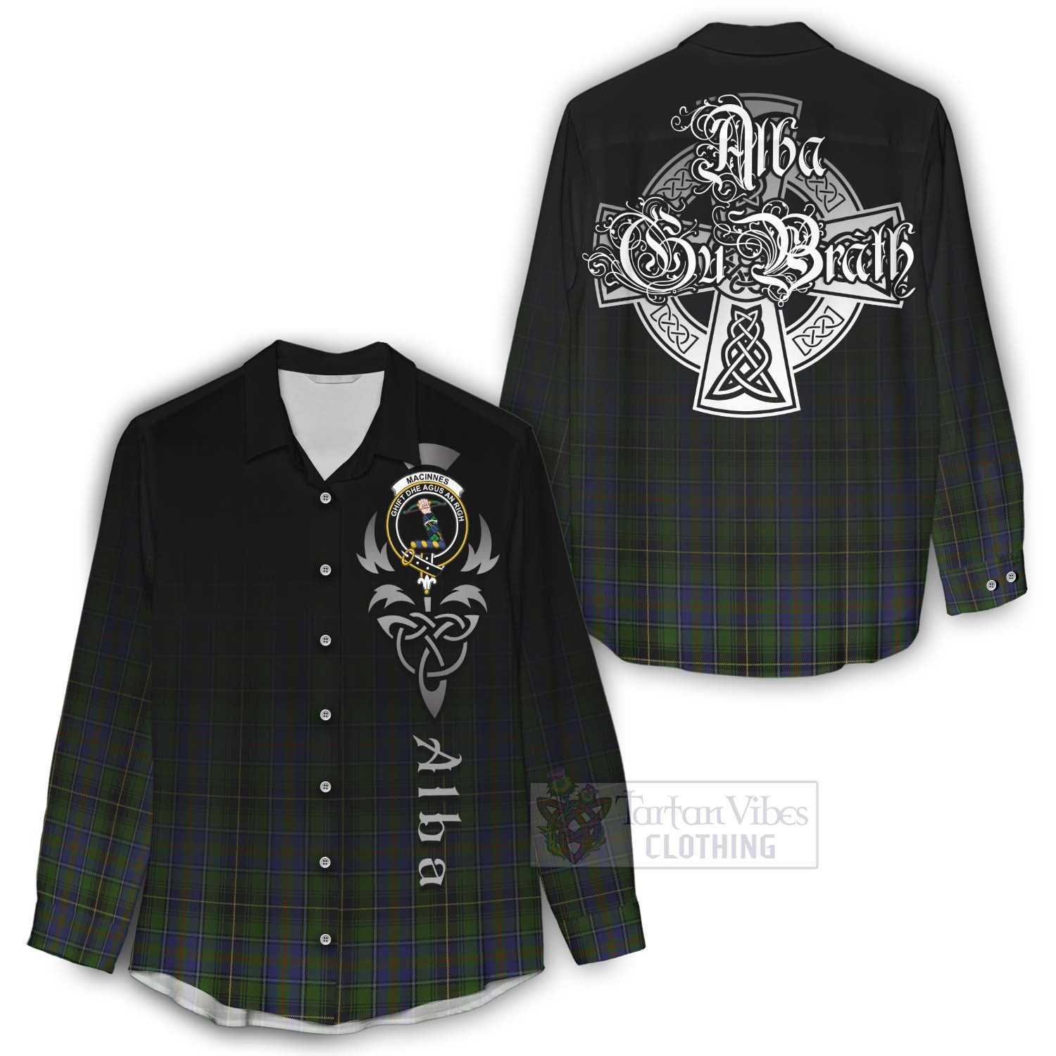 Tartan Vibes Clothing MacInnes (McInnes) Tartan Women's Casual Shirt Featuring Alba Gu Brath Family Crest Celtic Inspired