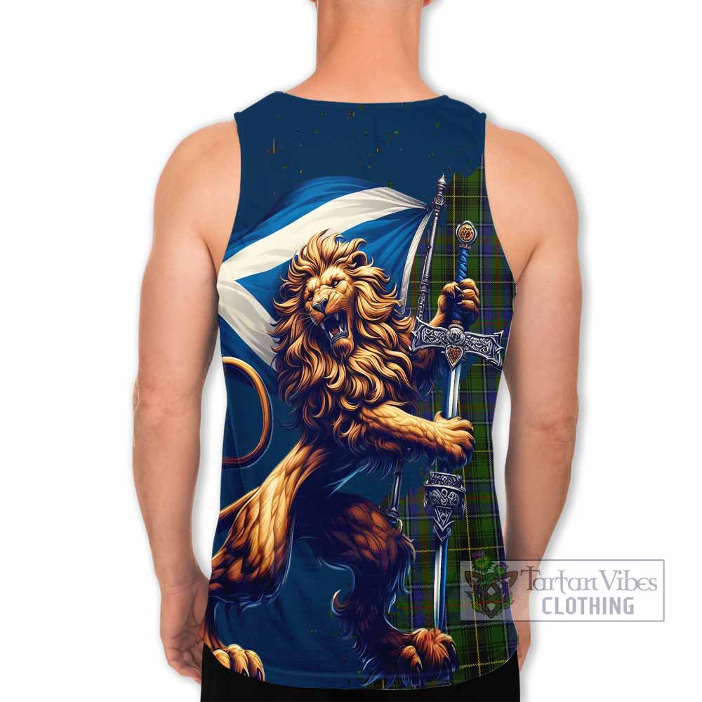 Tartan Vibes Clothing MacInnes (McInnes) Tartan Family Crest Men's Tank Top with Scottish Majestic Lion