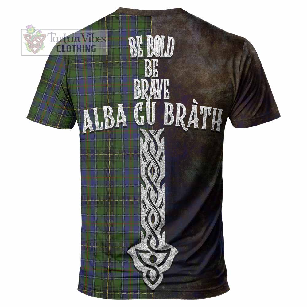 Tartan Vibes Clothing MacInnes (McInnes) Tartan Family Crest T-Shirt Alba Gu Brath Be Brave Lion Ancient Style