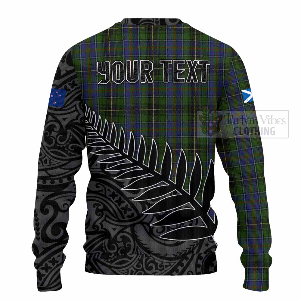 Tartan Vibes Clothing MacInnes (McInnes) Crest Tartan Knitted Sweater with New Zealand Silver Fern Half Style