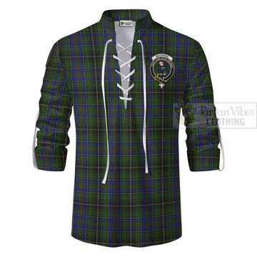 MacInnes (McInnes) Tartan Ghillie Kilt Shirt with Family Crest Celtic Skull Style