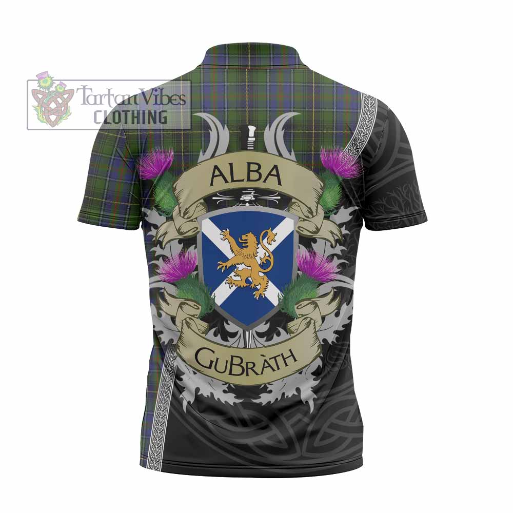 Tartan Vibes Clothing MacInnes (McInnes) Tartan Family Crest Zipper Polo Shirt Lion Rampant Royal Thistle Shield Celtic Inspired
