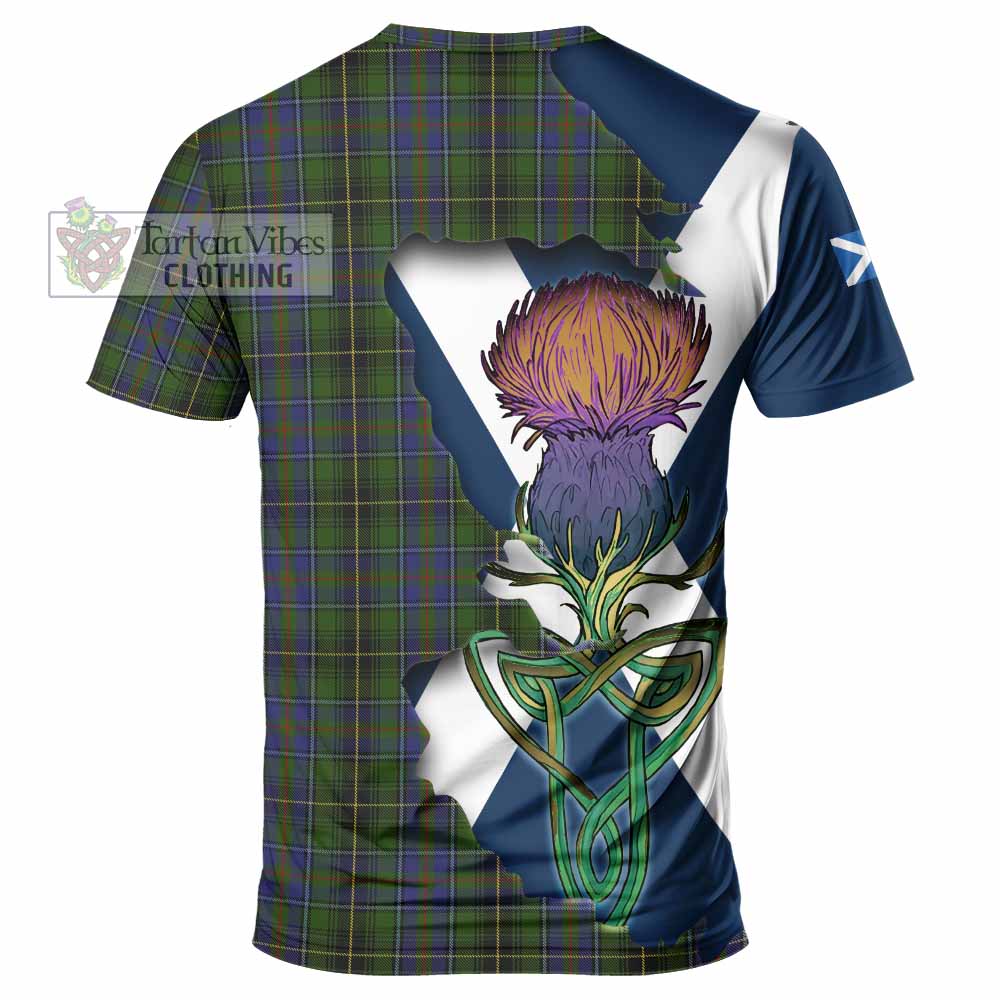 Tartan Vibes Clothing MacInnes (McInnes) Tartan Family Crest T-Shirt Scottish Thistle Celtic Inspired