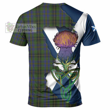 Tartan Vibes Clothing MacInnes (McInnes) Tartan Family Crest T-Shirt Scottish Thistle Celtic Inspired