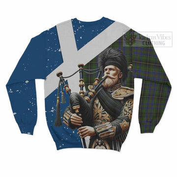 Tartan Vibes Clothing MacInnes (McInnes) Tartan Sweatshirt with Family Crest Scottish Bagpiper Vibes