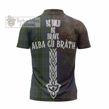 MacInnes (McInnes) Tartan Family Crest Zipper Polo Shirt Alba Gu Brath Be Brave Lion Ancient Style