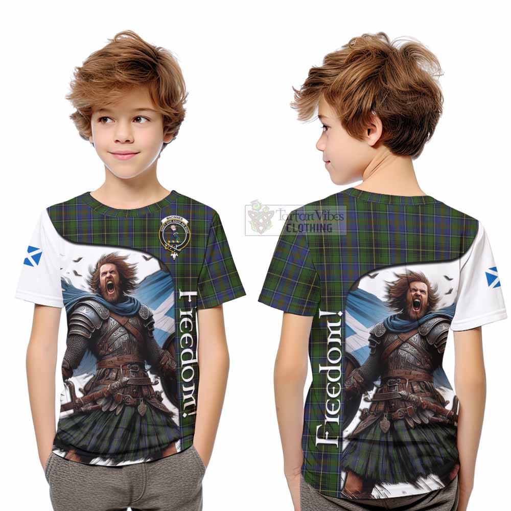 Tartan Vibes Clothing MacInnes (McInnes) Crest Tartan Kid T-Shirt Inspired by the Freedom of Scottish Warrior