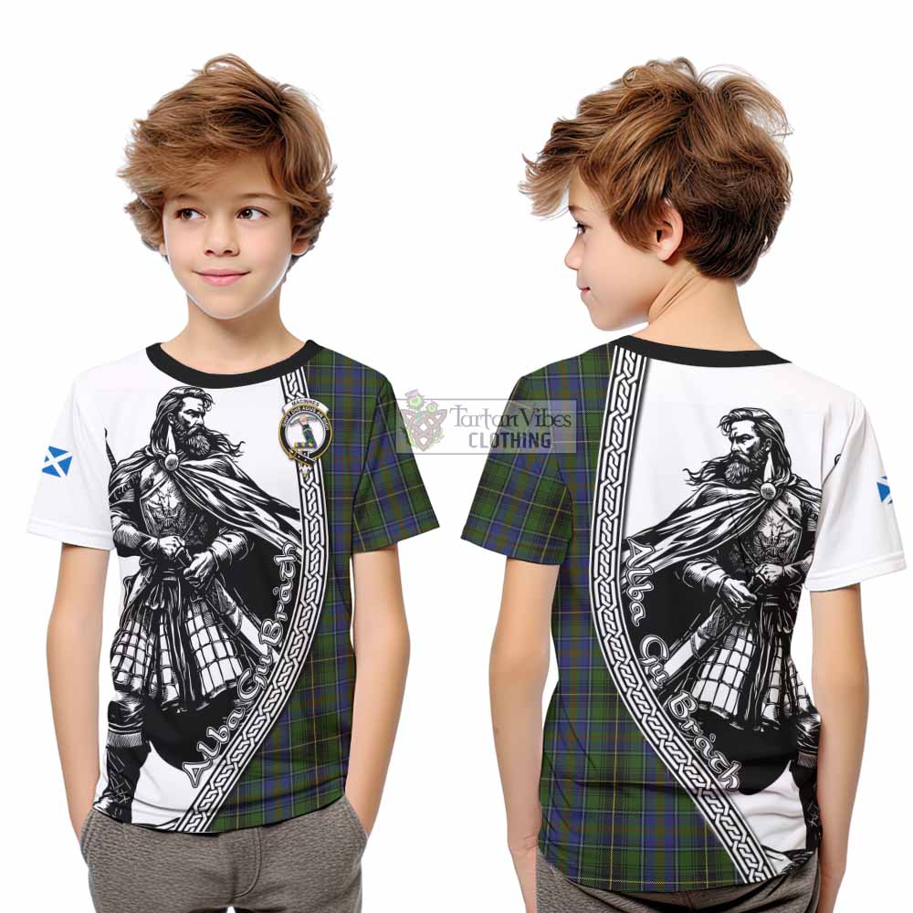 MacInnes (McInnes) Tartan Clan Crest Kid T-Shirt with Highlander Warrior Celtic Style