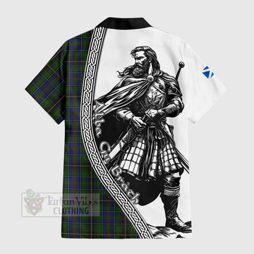 MacInnes (McInnes) Tartan Clan Crest Hawaiian Shirt with Highlander Warrior Celtic Style