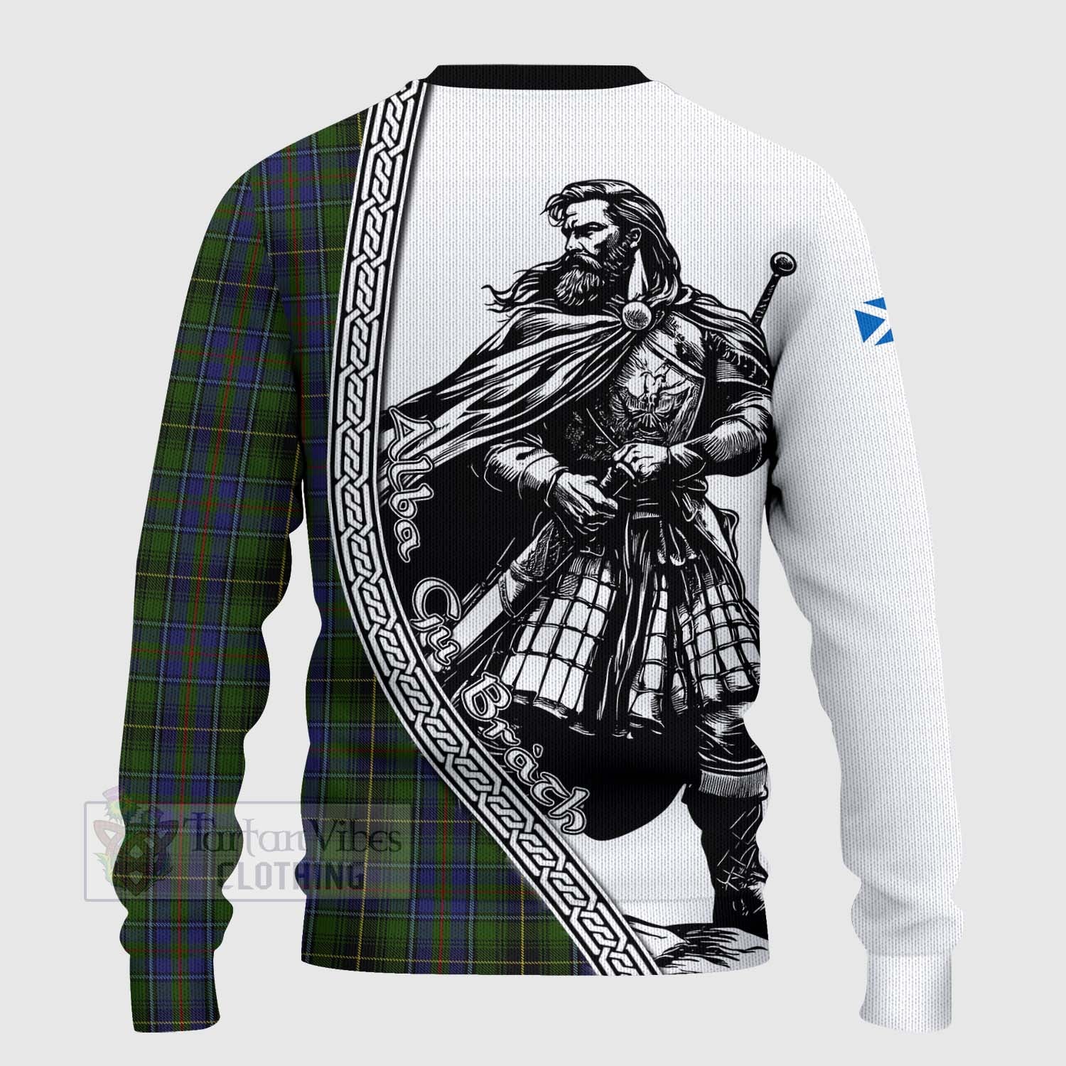 Tartan Vibes Clothing MacInnes (McInnes) Tartan Clan Crest Knitted Sweater with Highlander Warrior Celtic Style