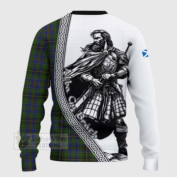 Tartan Vibes Clothing MacInnes (McInnes) Tartan Clan Crest Knitted Sweater with Highlander Warrior Celtic Style