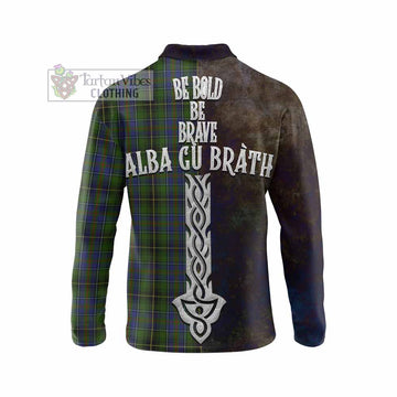 MacInnes (McInnes) Tartan Family Crest Long Sleeve Polo Shirt Alba Gu Brath Be Brave Lion Ancient Style