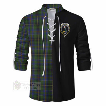 MacInnes (McInnes) Tartan Ghillie Kilt Shirt with Family Crest and Half Of Me Style