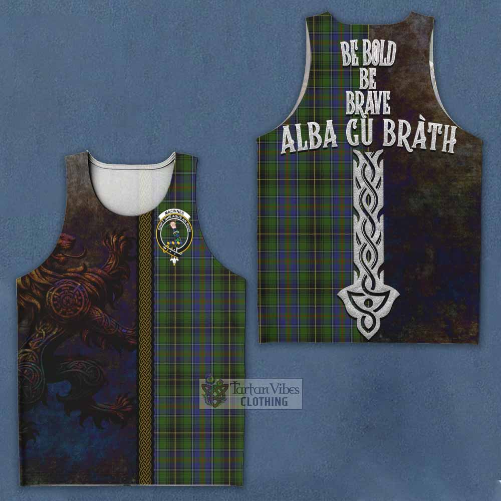 Tartan Vibes Clothing MacInnes (McInnes) Tartan Family Crest Men's Tank Top Alba Gu Brath Be Brave Lion Ancient Style