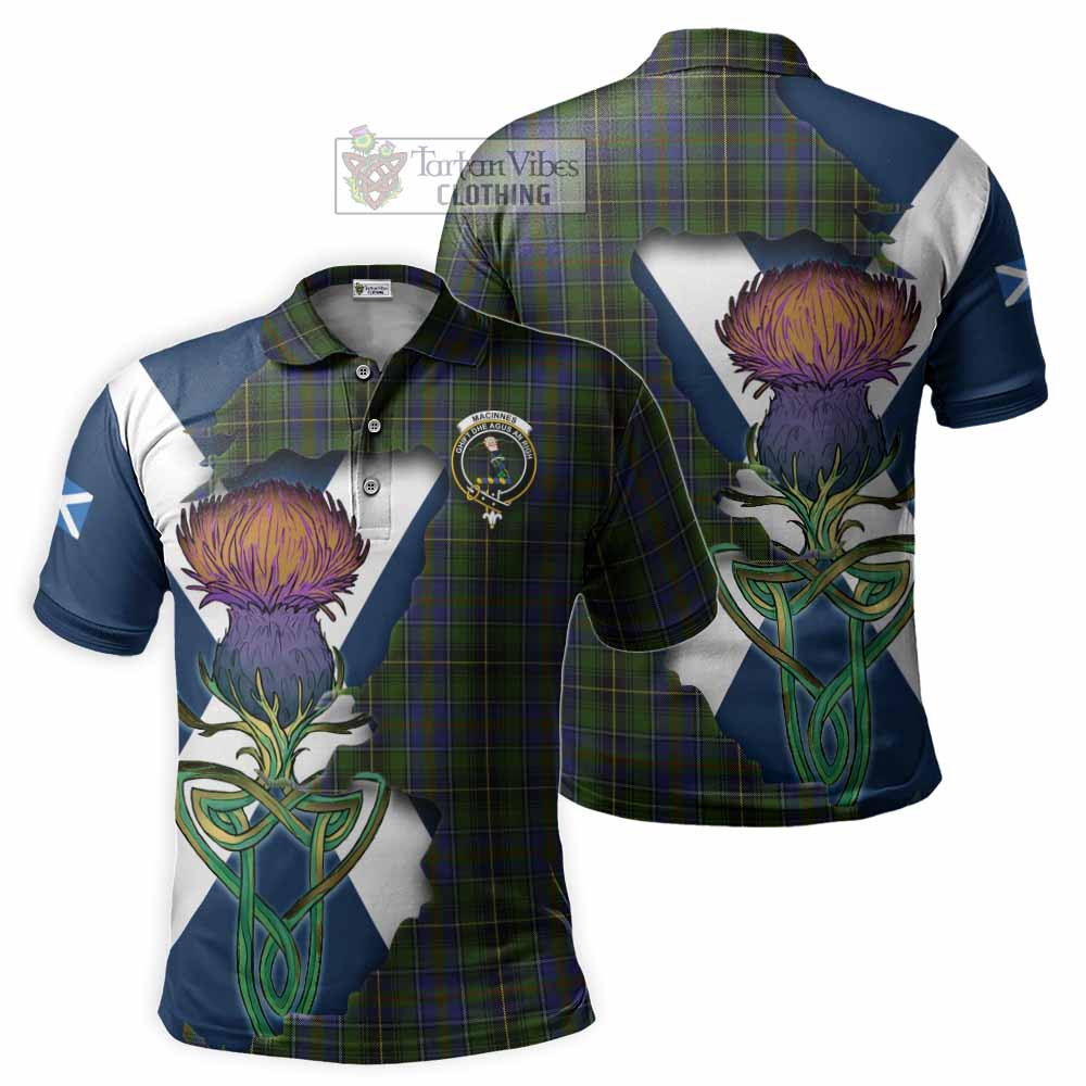 Tartan Vibes Clothing MacInnes (McInnes) Tartan Family Crest Polo Shirt Scottish Thistle Celtic Inspired