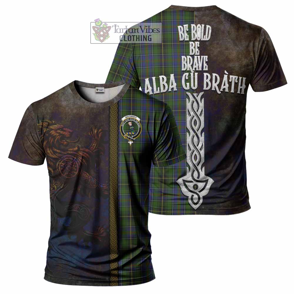 Tartan Vibes Clothing MacInnes (McInnes) Tartan Family Crest T-Shirt Alba Gu Brath Be Brave Lion Ancient Style