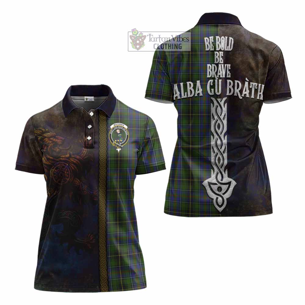 Tartan Vibes Clothing MacInnes (McInnes) Tartan Family Crest Women's Polo Shirt Alba Gu Brath Be Brave Lion Ancient Style