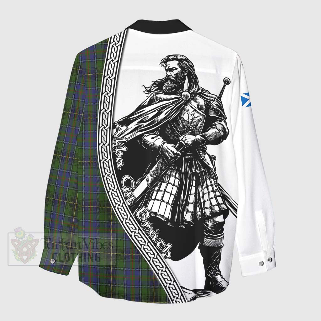 Tartan Vibes Clothing MacInnes (McInnes) Tartan Clan Crest Women's Casual Shirt with Highlander Warrior Celtic Style