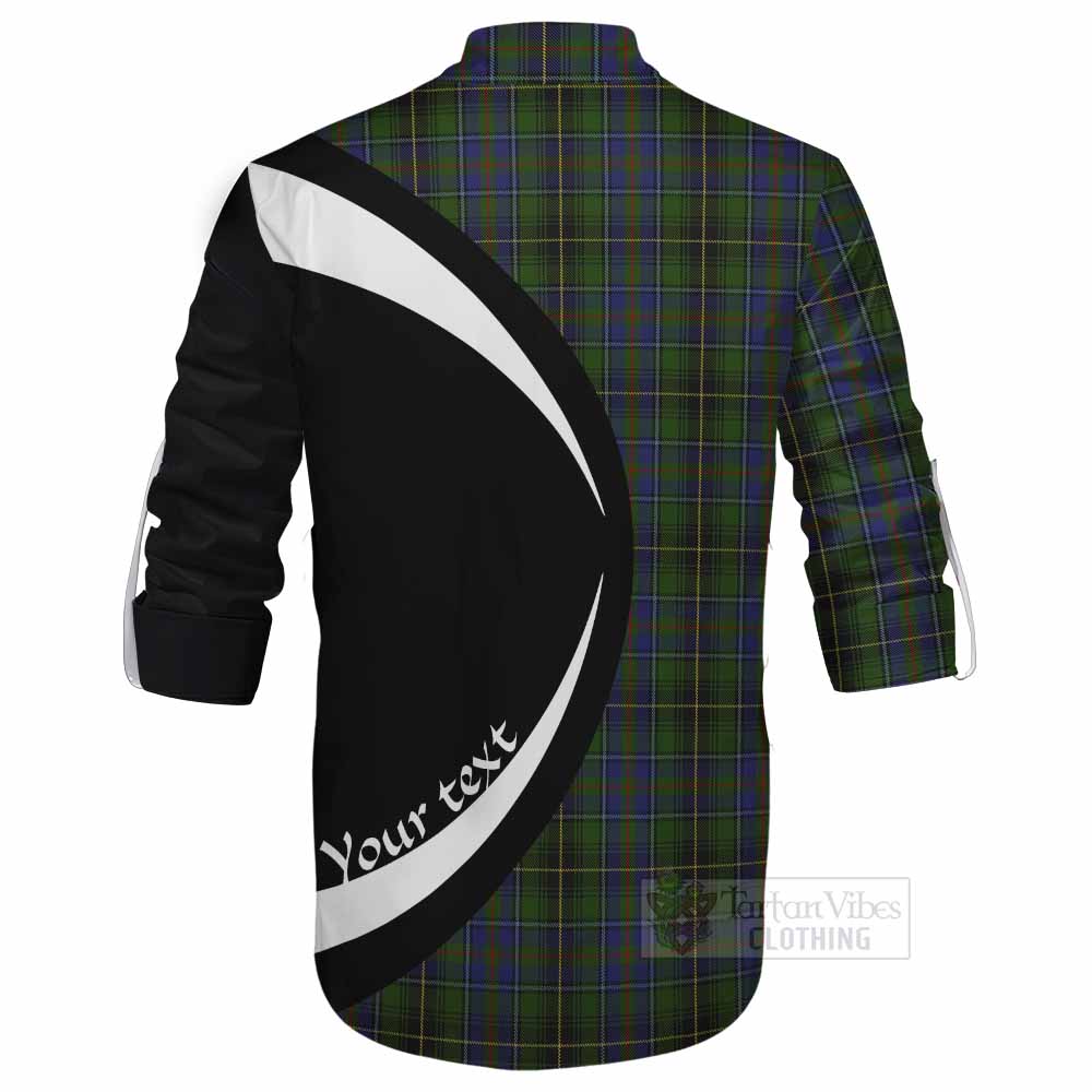 Tartan Vibes Clothing MacInnes (McInnes) Tartan Ghillie Kilt Shirt with Family Crest Circle Style