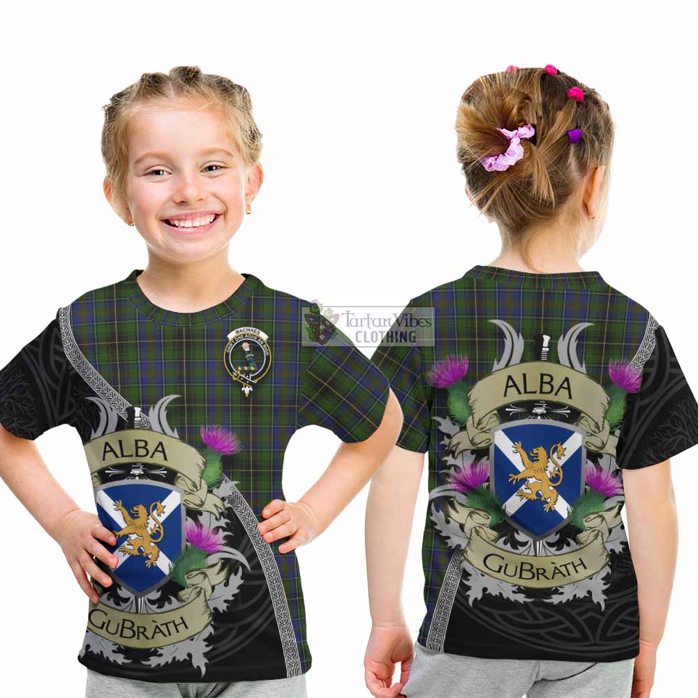 Tartan Vibes Clothing MacInnes (McInnes) Tartan Family Crest Kid T-Shirt Lion Rampant Royal Thistle Shield Celtic Inspired
