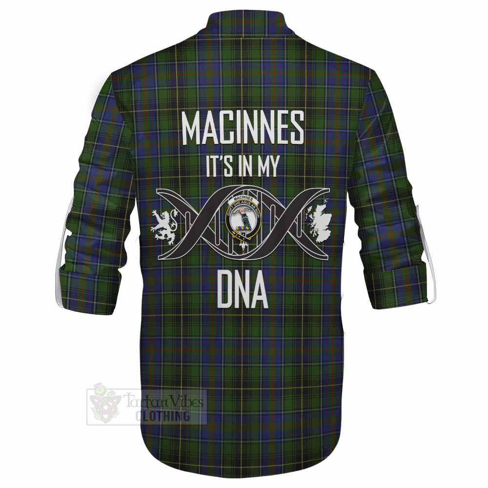 Tartan Vibes Clothing MacInnes (McInnes) Tartan Ghillie Kilt Shirt with Family Crest DNA In Me Style