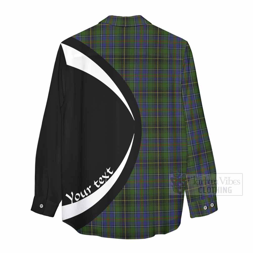 Tartan Vibes Clothing MacInnes (McInnes) Tartan Women's Casual Shirt with Family Crest Circle Style