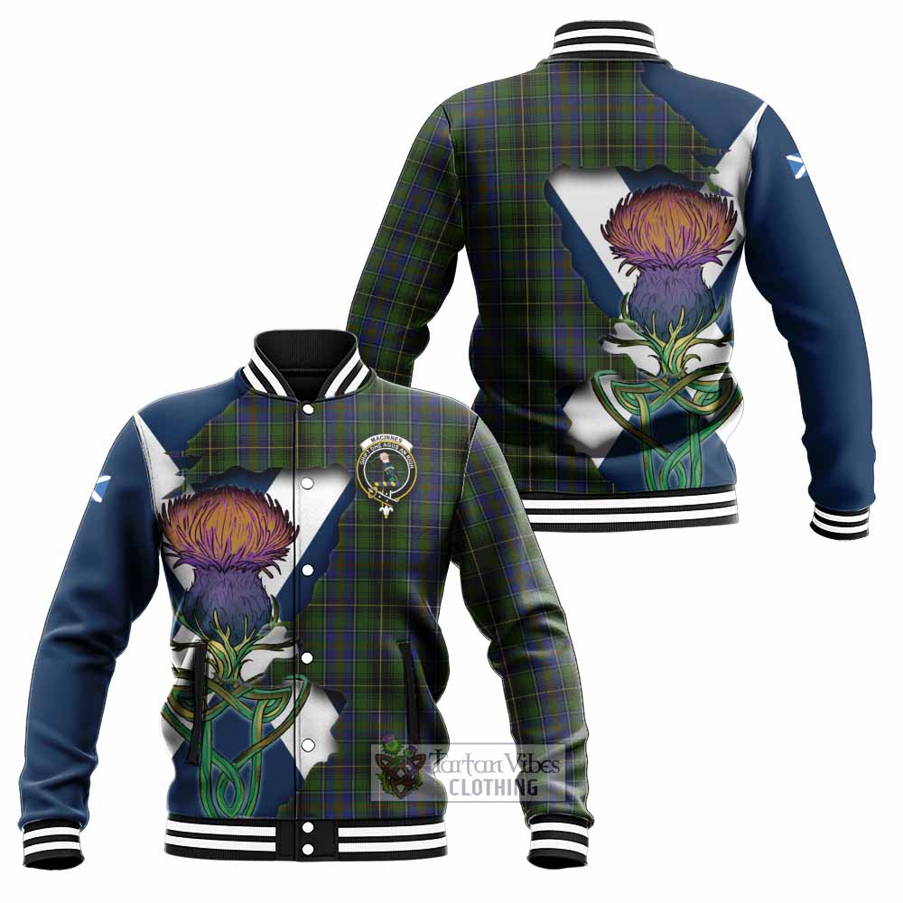 MacInnes (McInnes) Tartan Family Crest Baseball Jacket Scottish Thistle Celtic Inspired - Tartan Vibes Clothing