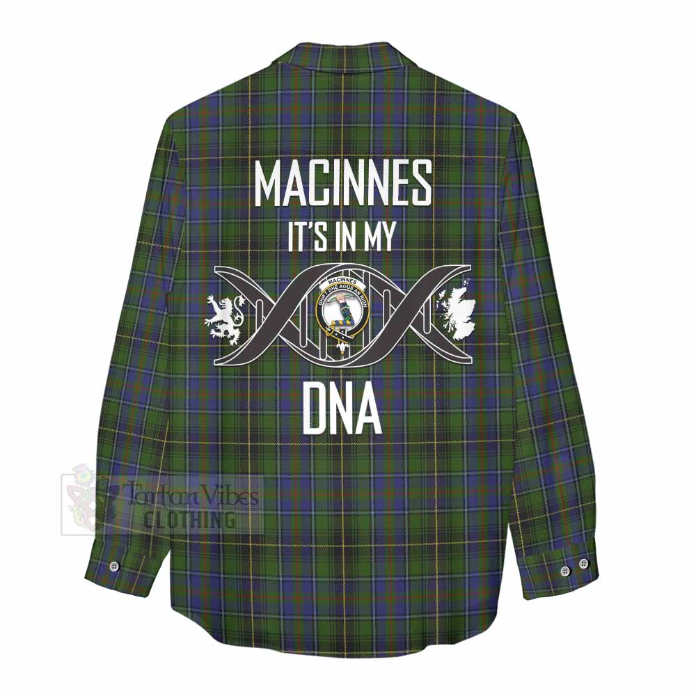 Tartan Vibes Clothing MacInnes (McInnes) Tartan Women's Casual Shirt with Family Crest DNA In Me Style