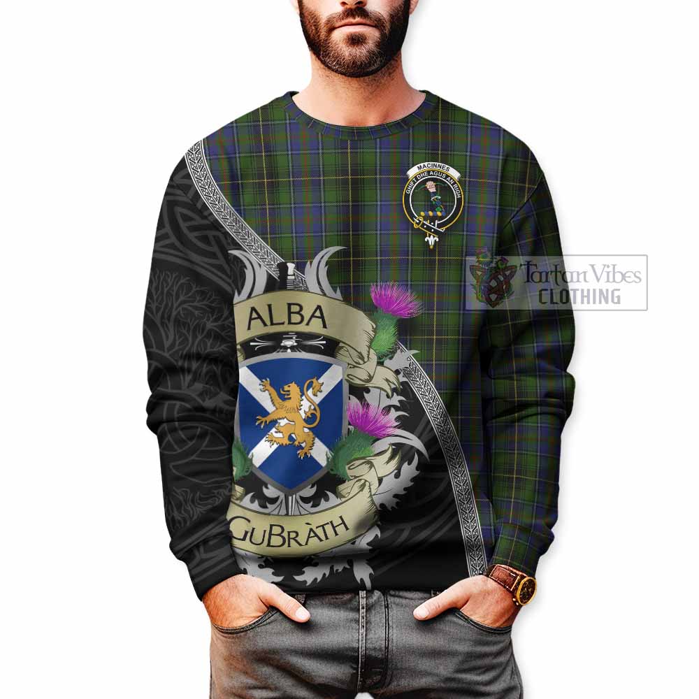 Tartan Vibes Clothing MacInnes (McInnes) Tartan Family Crest Sweatshirt Lion Rampant Royal Thistle Shield Celtic Inspired