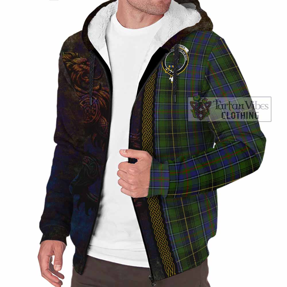 Tartan Vibes Clothing MacInnes (McInnes) Tartan Family Crest Sherpa Hoodie Alba Gu Brath Be Brave Lion Ancient Style
