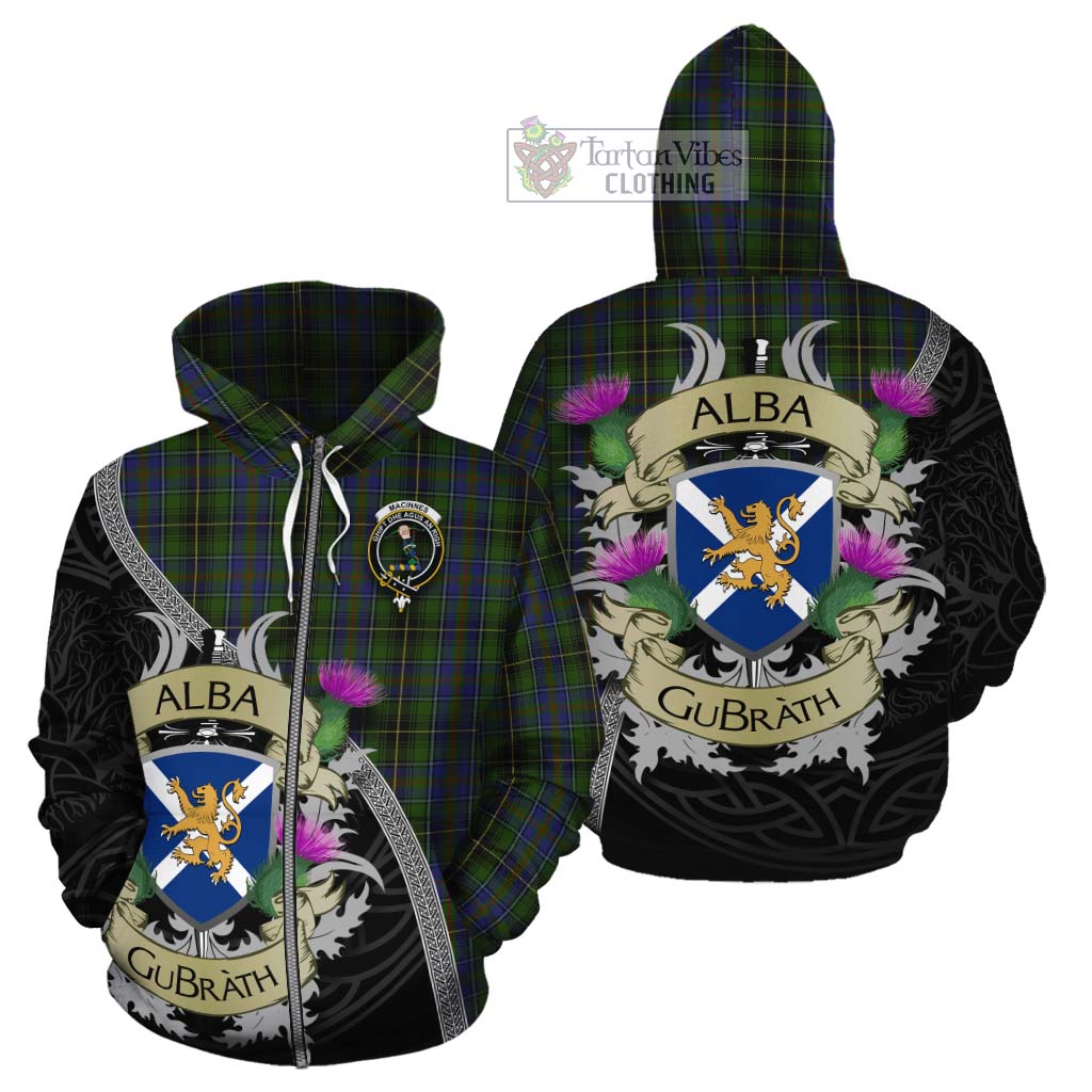Tartan Vibes Clothing MacInnes (McInnes) Tartan Family Crest Cotton Hoodie Lion Rampant Royal Thistle Shield Celtic Inspired