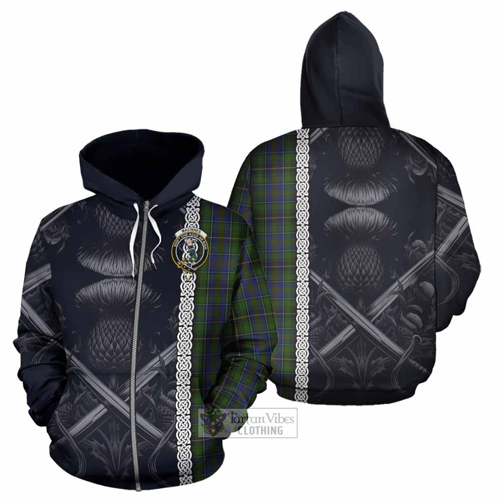 Tartan Vibes Clothing MacInnes (McInnes) Tartan Hoodie with Family Crest Cross Sword Thistle Celtic Vibes