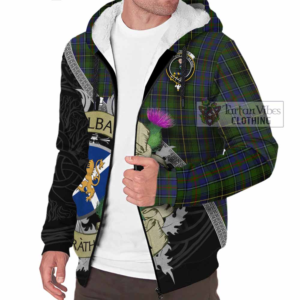 Tartan Vibes Clothing MacInnes (McInnes) Tartan Family Crest Sherpa Hoodie Lion Rampant Royal Thistle Shield Celtic Inspired