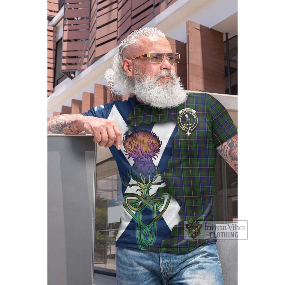 Tartan Vibes Clothing MacInnes (McInnes) Tartan Family Crest Cotton T-shirt Scottish Thistle Celtic Inspired