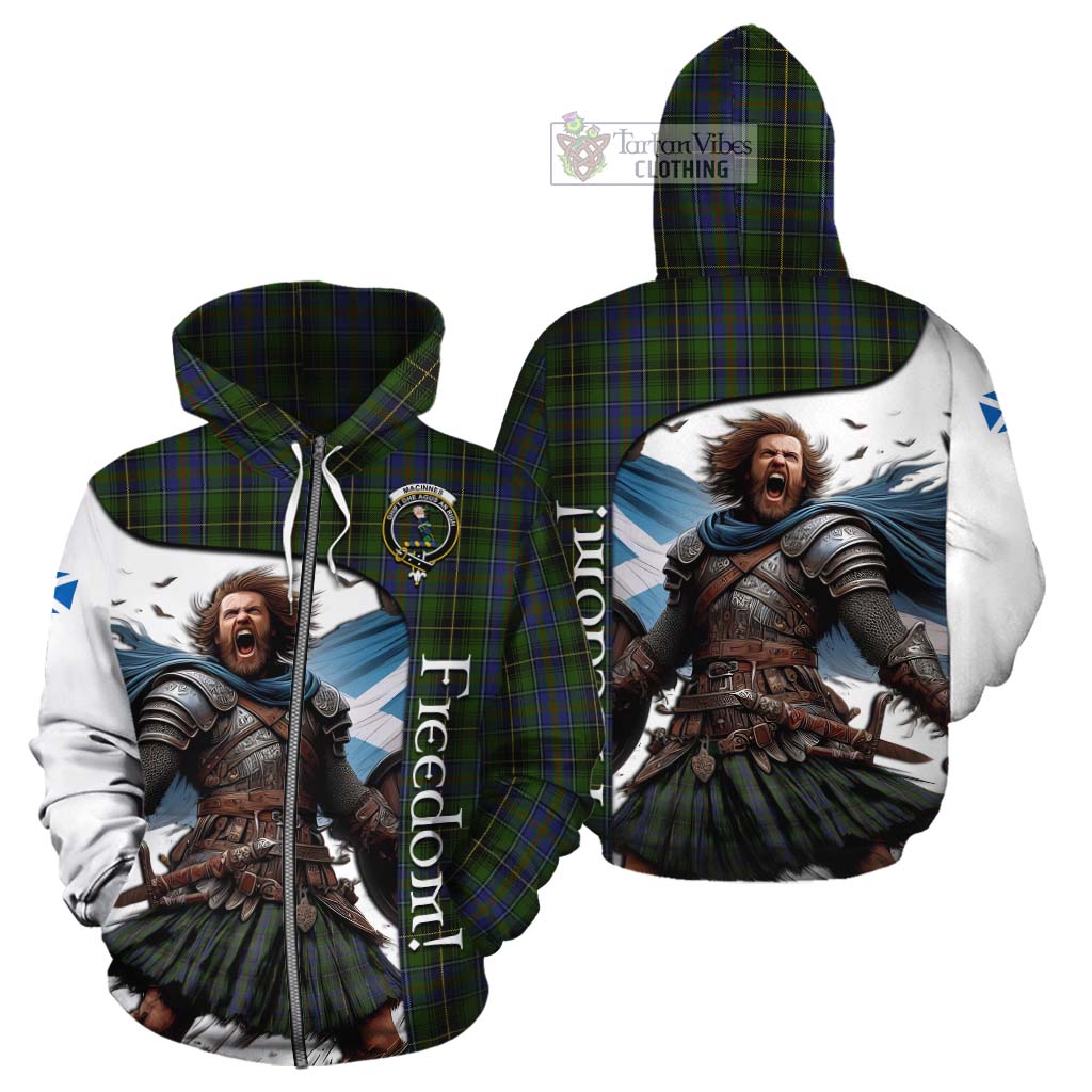 Tartan Vibes Clothing MacInnes (McInnes) Crest Tartan Cotton Hoodie Inspired by the Freedom of Scottish Warrior